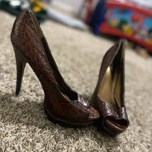 Brown Snake Print Heel